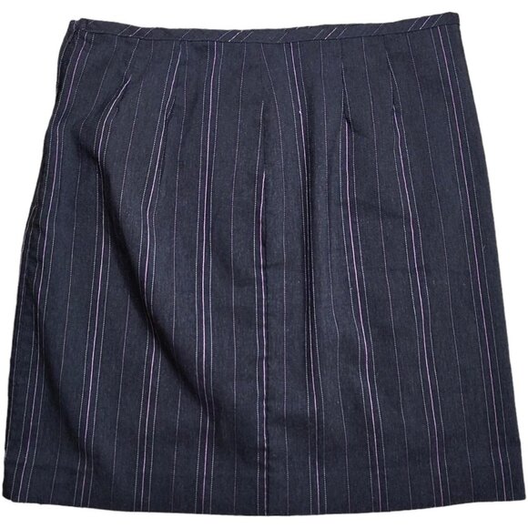 Vintage Y2K 2000s Pink White Striped Black Preppy Office Siren Low Waist Skirt - Picture 2 of 6